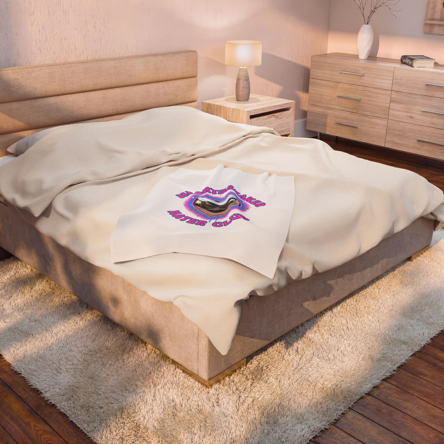 Heartbreaker Hater Club Velveteen Plush Blanket | neon airbrush Y2K