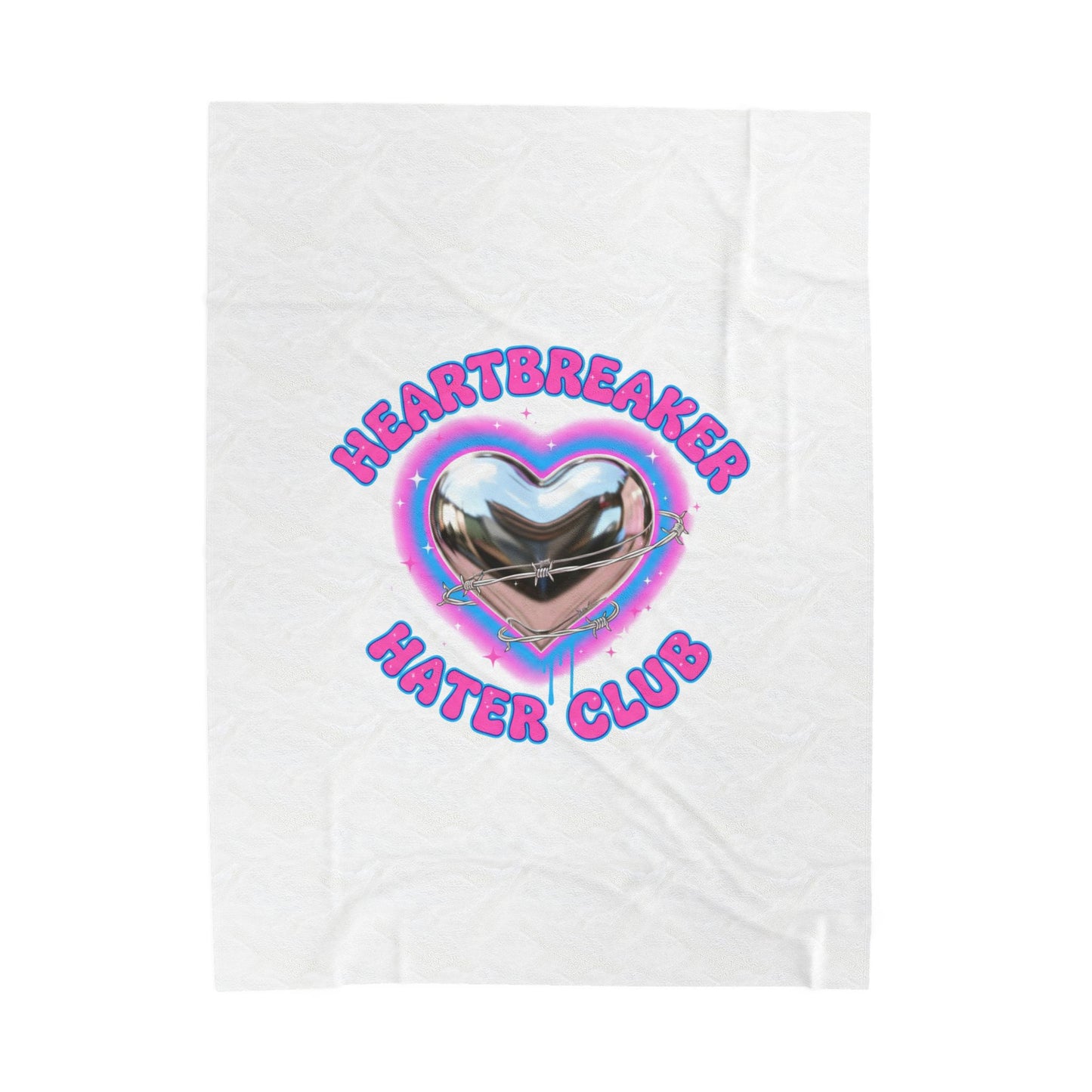 Heartbreaker Hater Club Velveteen Plush Blanket | neon airbrush Y2K