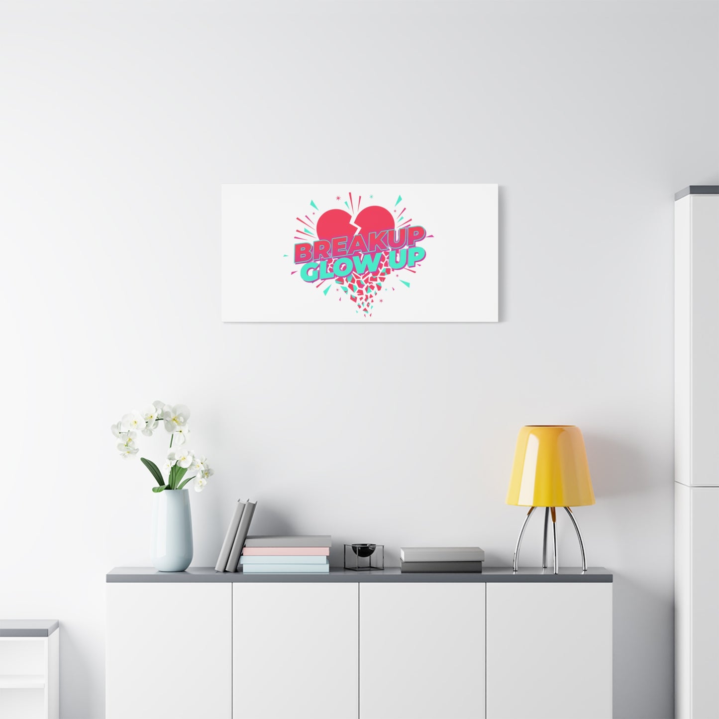 Breakup Glow Up Canvas, Matte Stretched Heart Graphic | self upgrade, single era