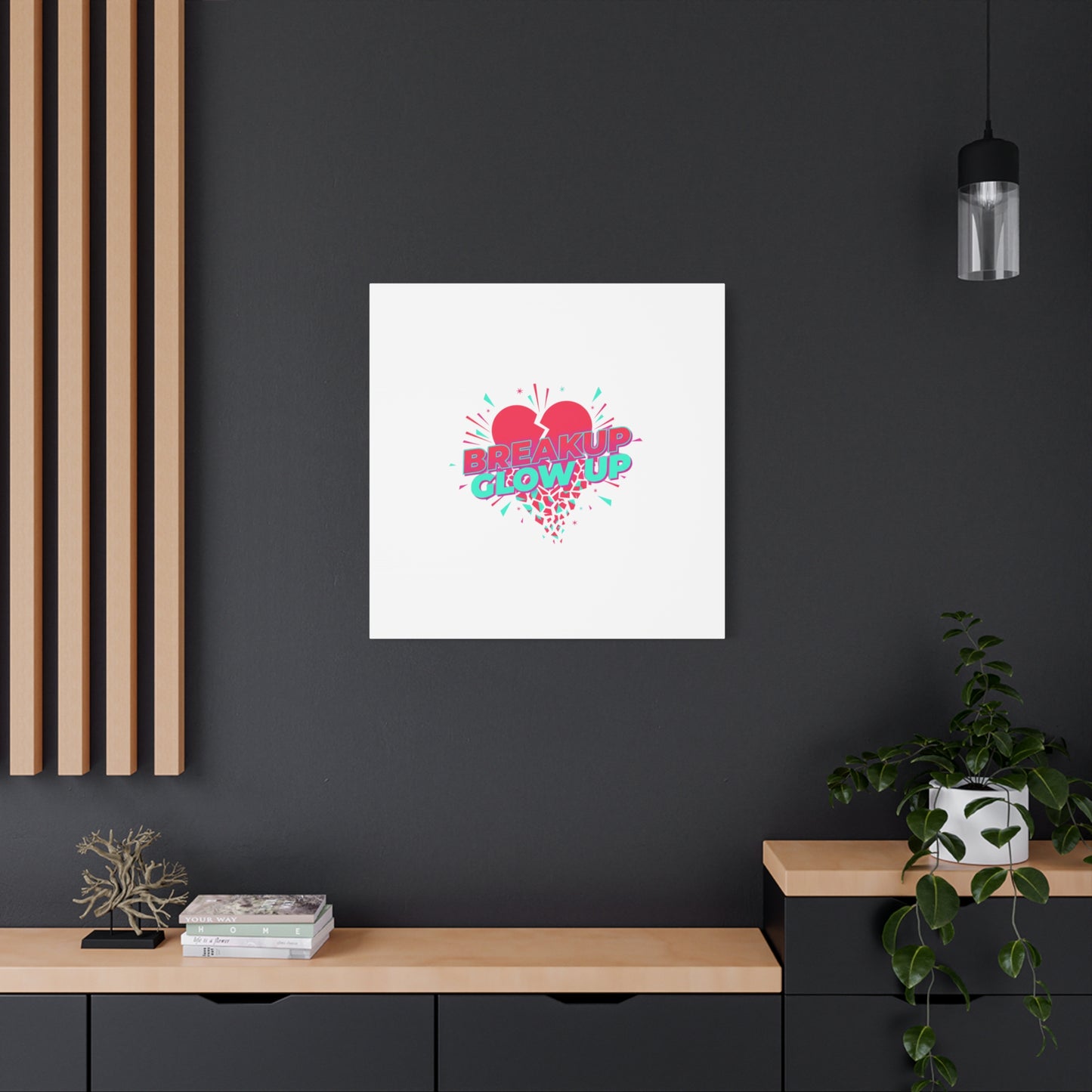 Breakup Glow Up Canvas, Matte Stretched Heart Graphic | self upgrade, single era