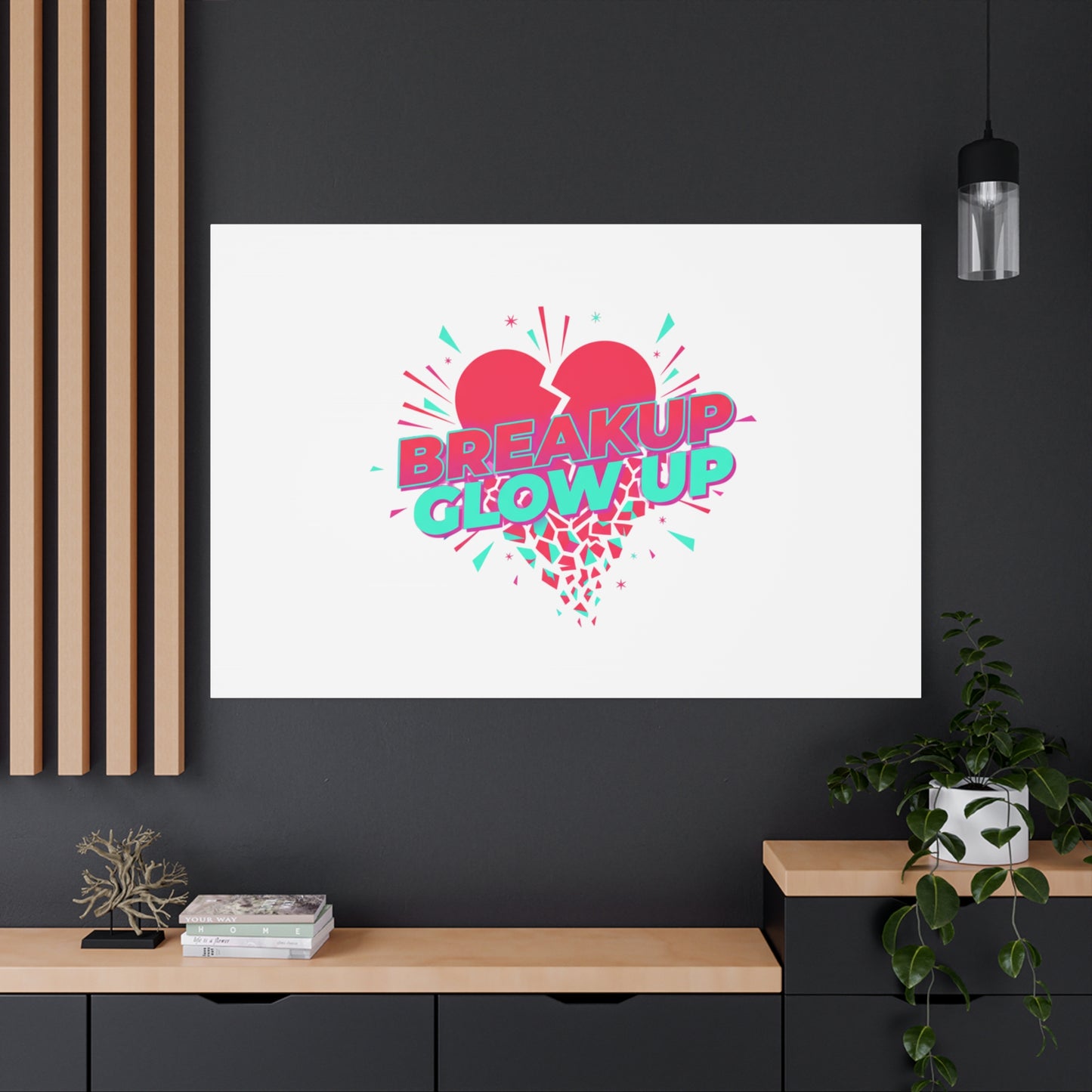 Breakup Glow Up Canvas, Matte Stretched Heart Graphic | self upgrade, single era