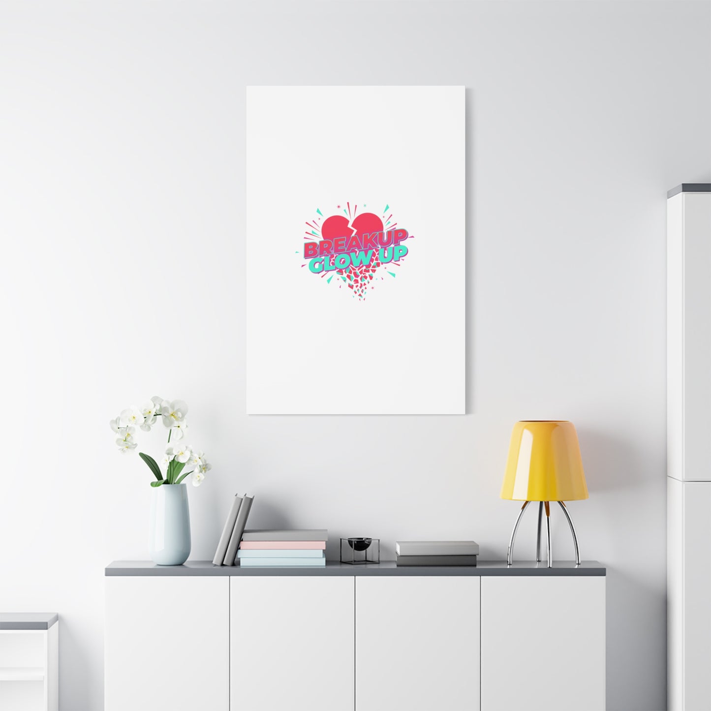 Breakup Glow Up Canvas, Matte Stretched Heart Graphic | self upgrade, single era