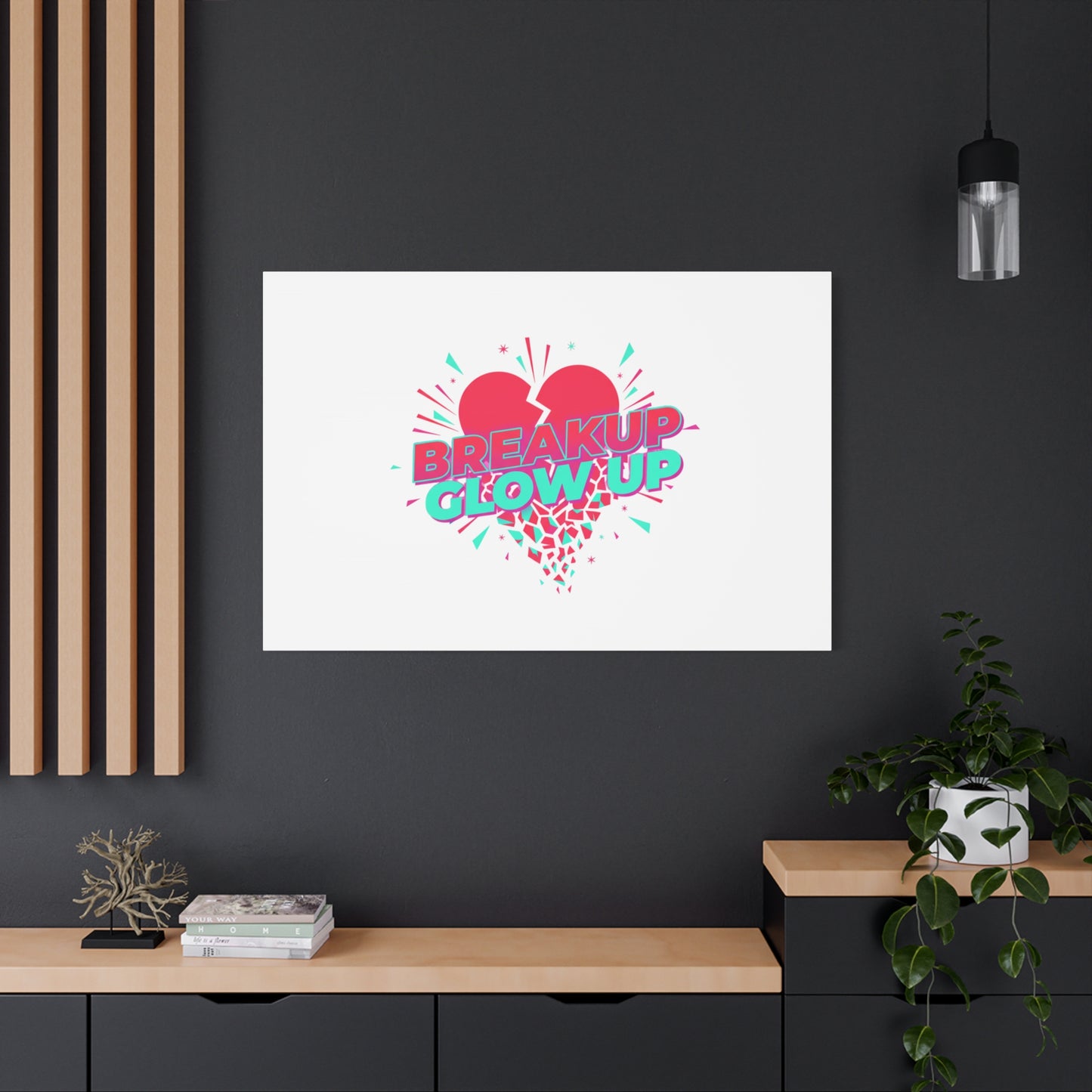 Breakup Glow Up Canvas, Matte Stretched Heart Graphic | self upgrade, single era