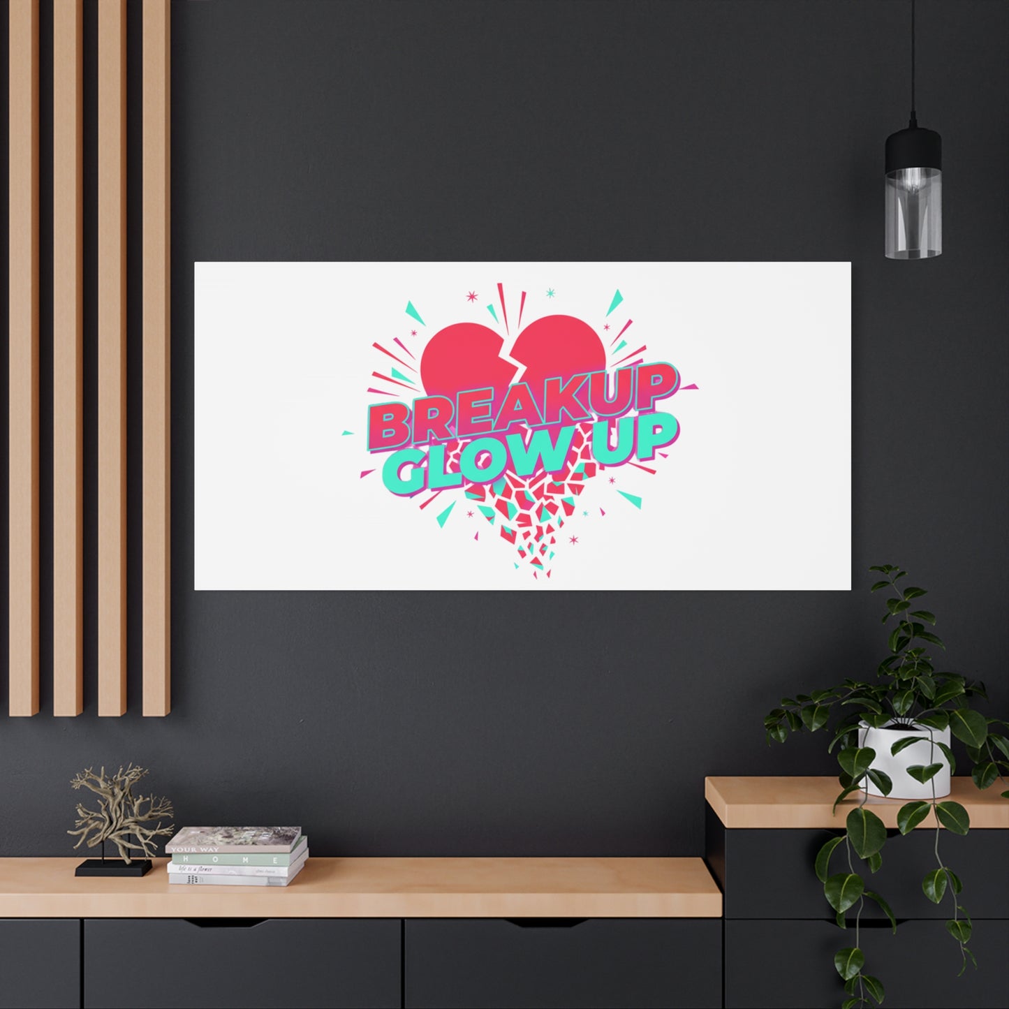 Breakup Glow Up Canvas, Matte Stretched Heart Graphic | self upgrade, single era