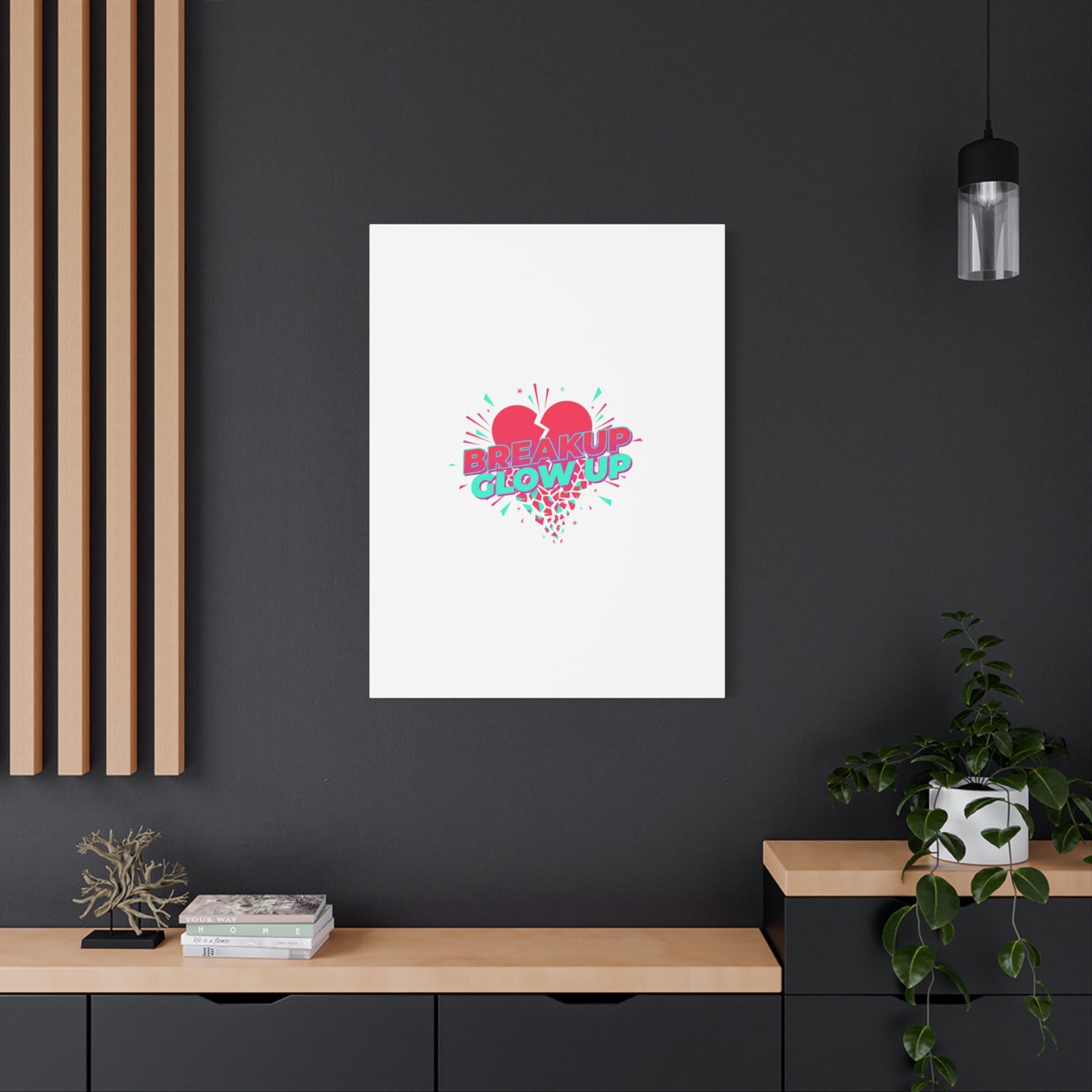 Breakup Glow Up Canvas, Matte Stretched Heart Graphic | self upgrade, single era