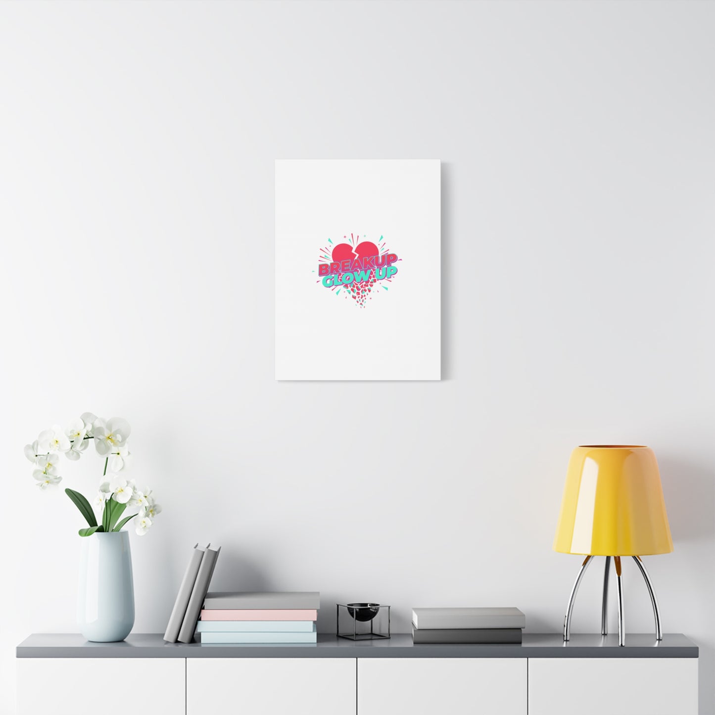 Breakup Glow Up Canvas, Matte Stretched Heart Graphic | self upgrade, single era