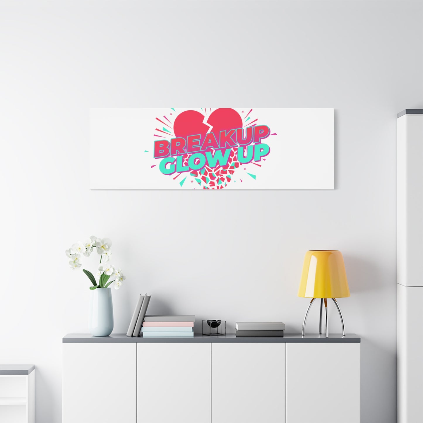Breakup Glow Up Canvas, Matte Stretched Heart Graphic | self upgrade, single era