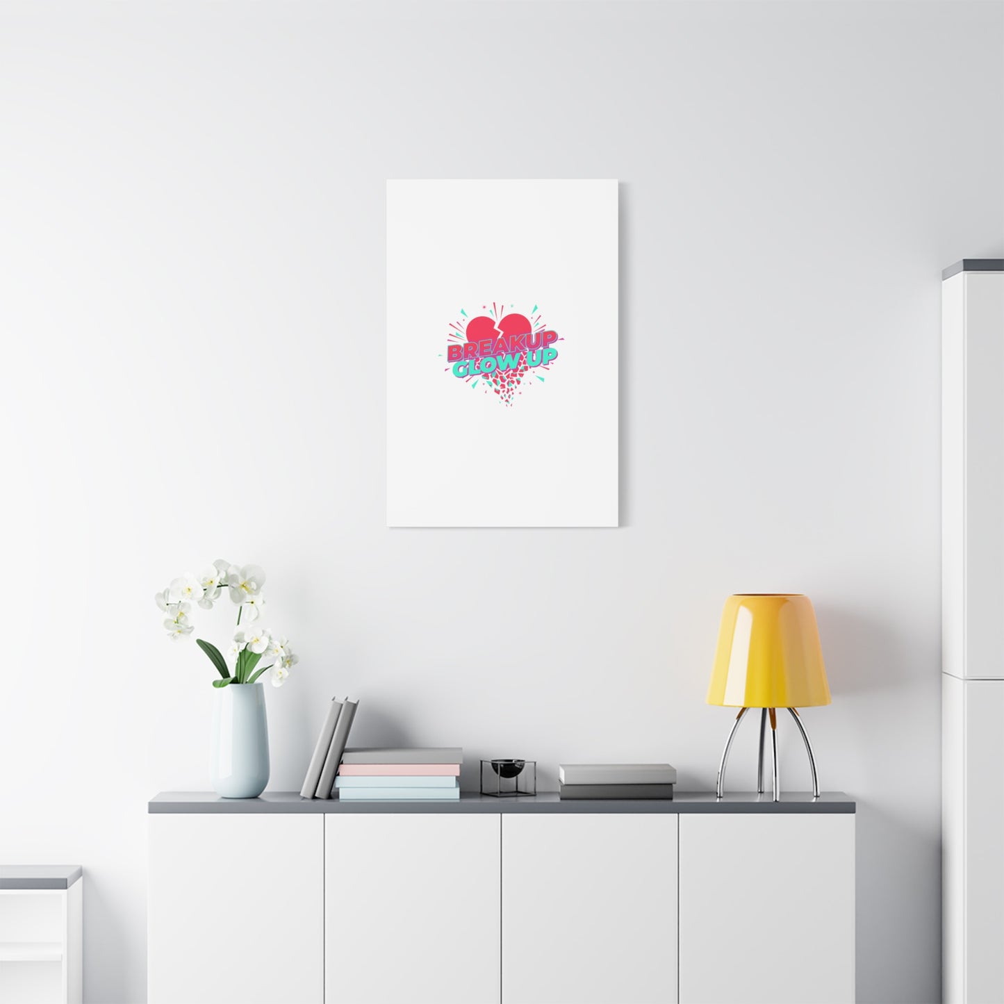 Breakup Glow Up Canvas, Matte Stretched Heart Graphic | self upgrade, single era