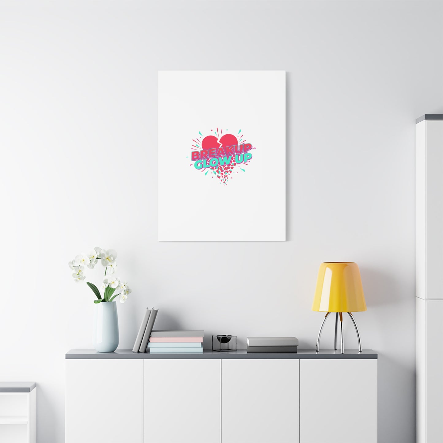 Breakup Glow Up Canvas, Matte Stretched Heart Graphic | self upgrade, single era
