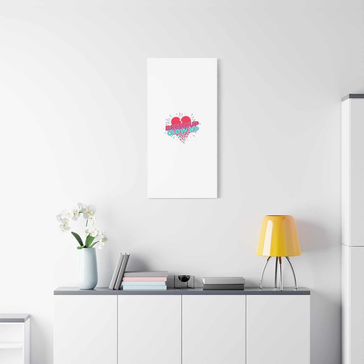 Breakup Glow Up Canvas, Matte Stretched Heart Graphic | self upgrade, single era