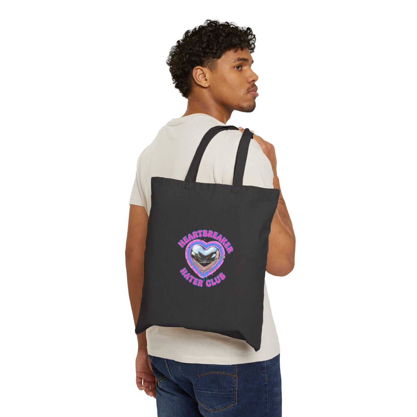 Snarky Neon Heart Airbrush Tote | Softcore Y2K graffiti, barbiecore sarcasm
