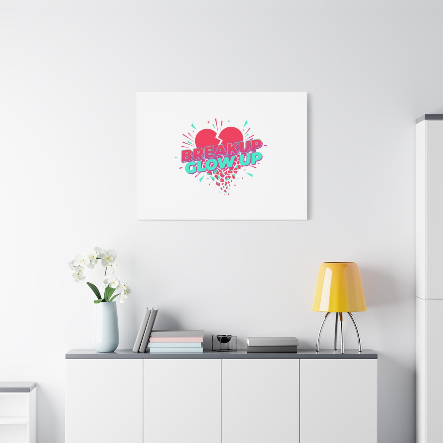 Breakup Glow Up Canvas, Matte Stretched Heart Graphic | self upgrade, single era