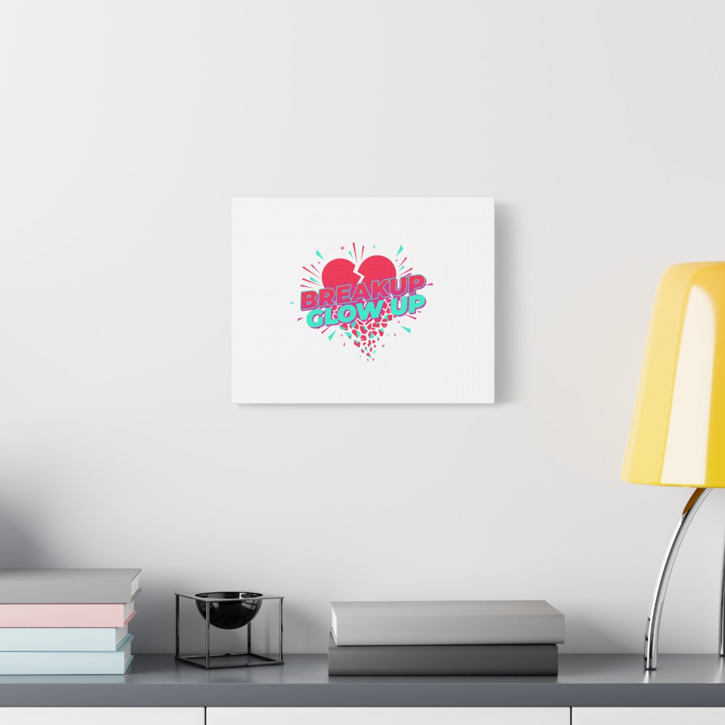 Breakup Glow Up Canvas, Matte Stretched Heart Graphic | self upgrade, single era