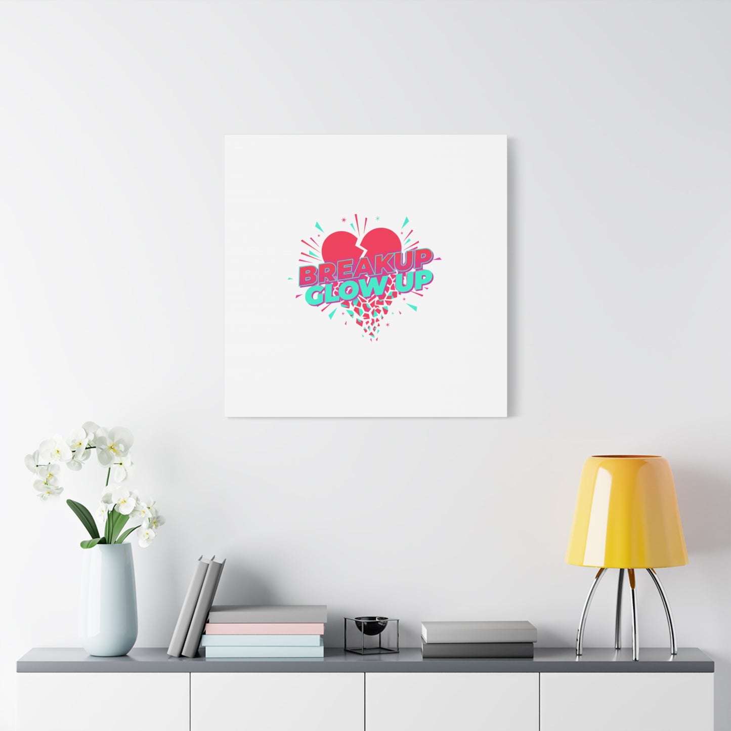 Breakup Glow Up Canvas, Matte Stretched Heart Graphic | self upgrade, single era