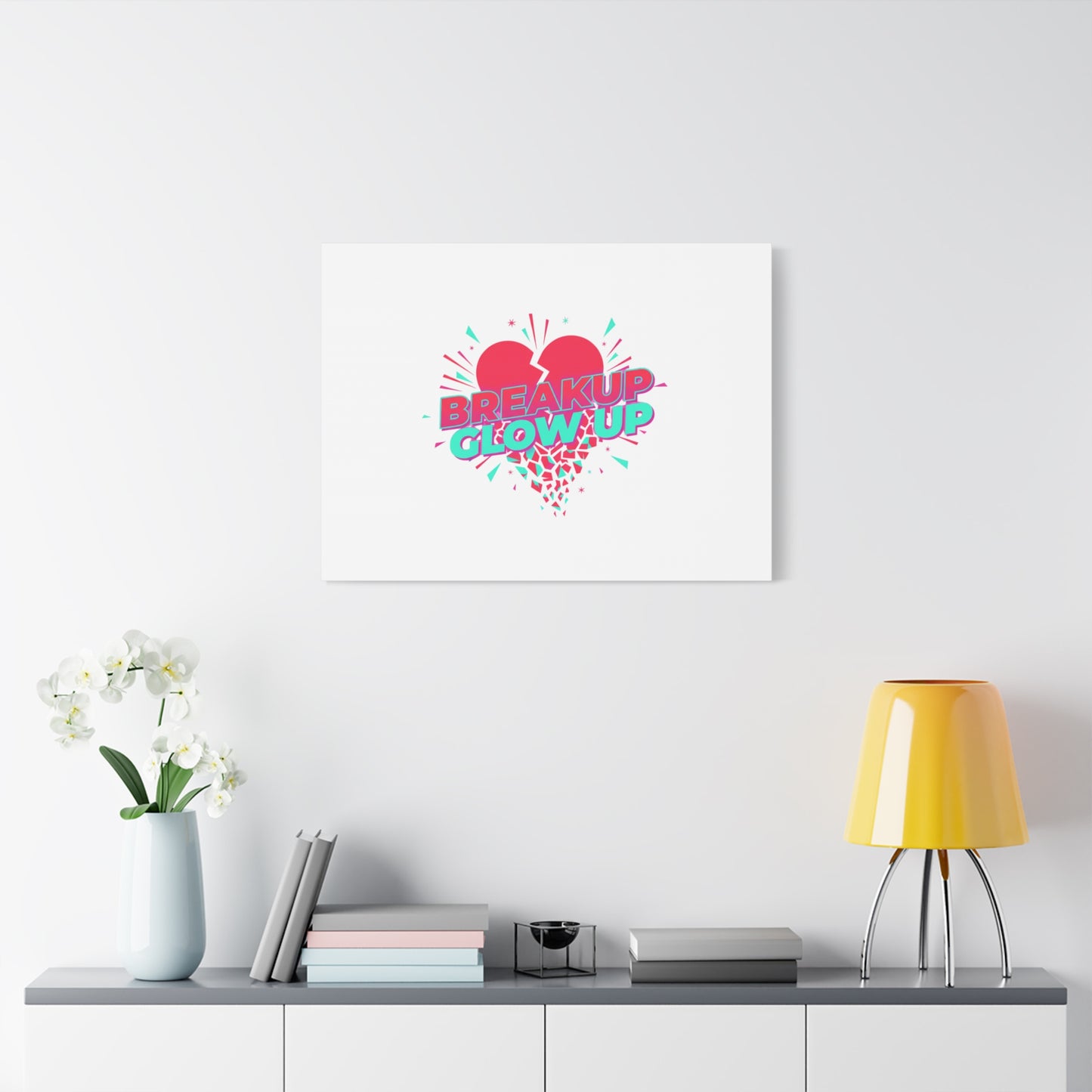 Breakup Glow Up Canvas, Matte Stretched Heart Graphic | self upgrade, single era