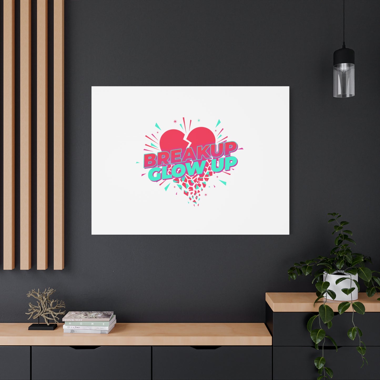 Breakup Glow Up Canvas, Matte Stretched Heart Graphic | self upgrade, single era
