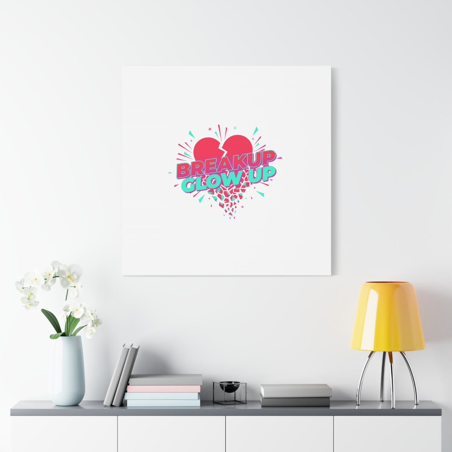Breakup Glow Up Canvas, Matte Stretched Heart Graphic | self upgrade, single era