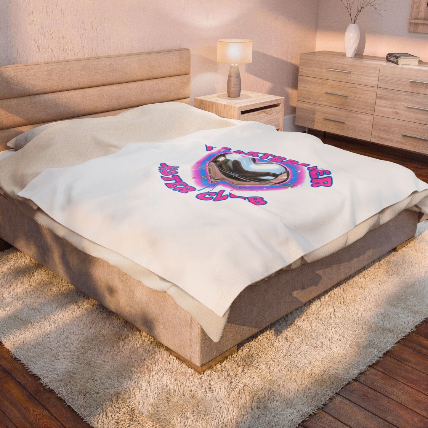 Heartbreaker Hater Club Velveteen Plush Blanket | neon airbrush Y2K