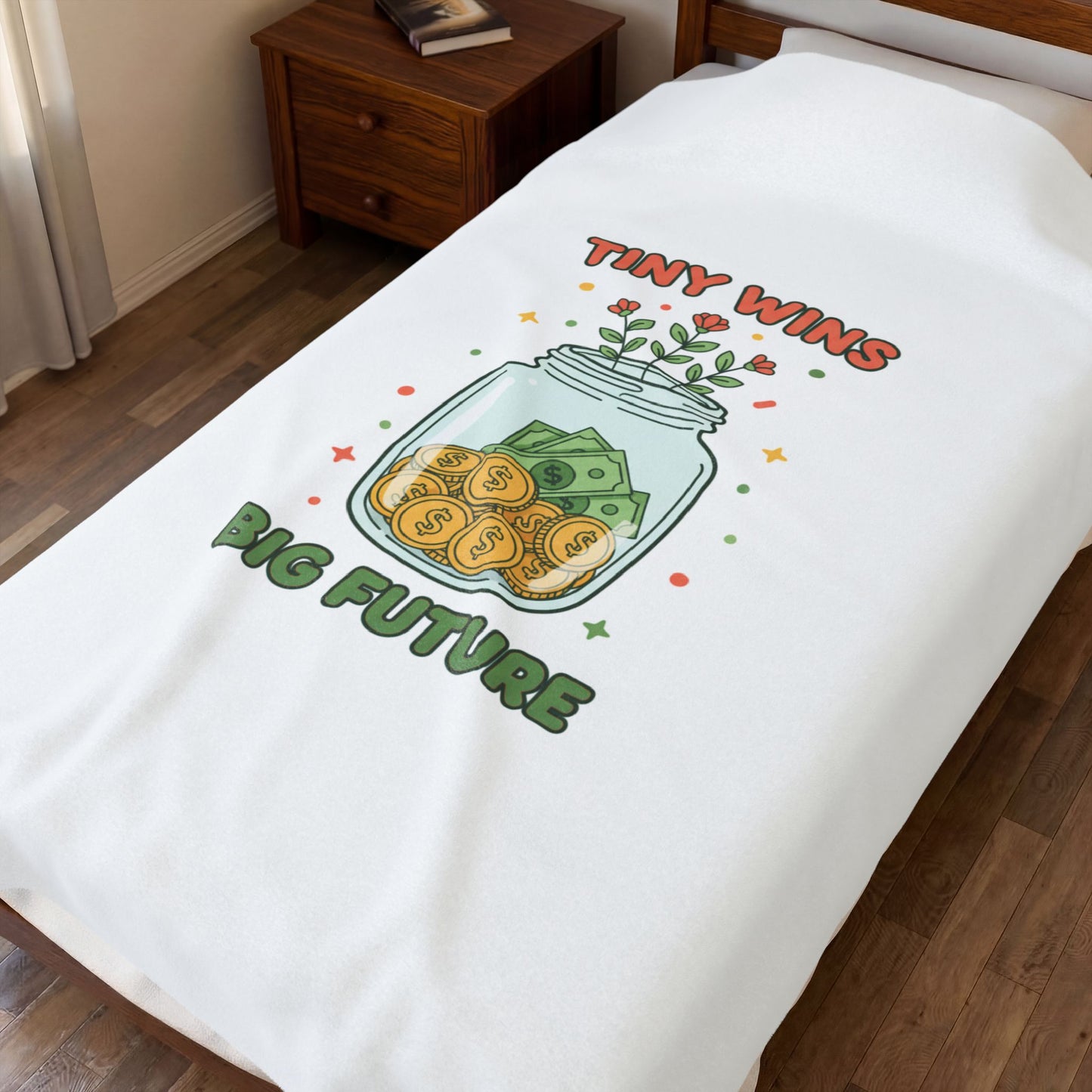 Tiny Wins Big Future Blanket | budget life, small wins, frugal humor