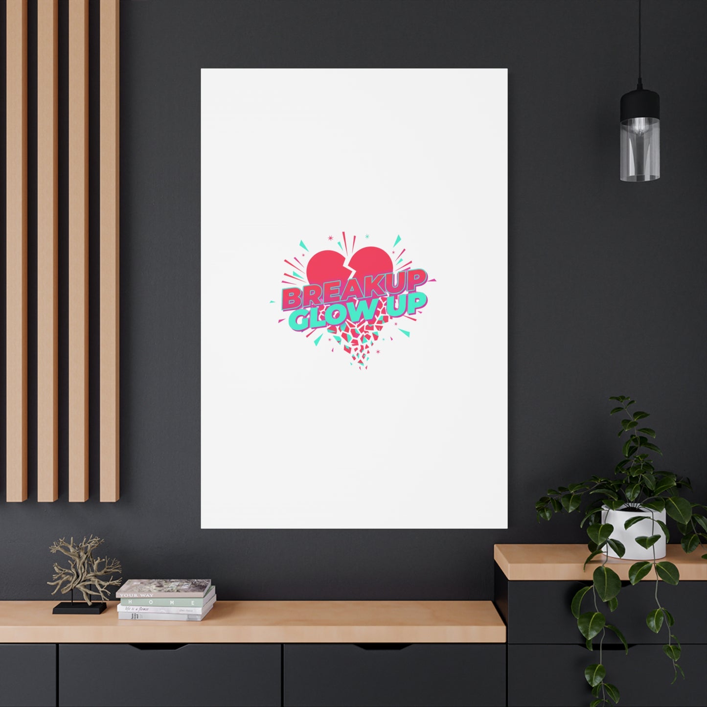 Breakup Glow Up Canvas, Matte Stretched Heart Graphic | self upgrade, single era