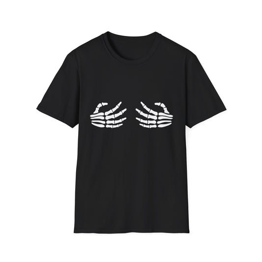 Skeleton Hands Chest-Graphic T-Shirt — Spooky Halloween Party Tee