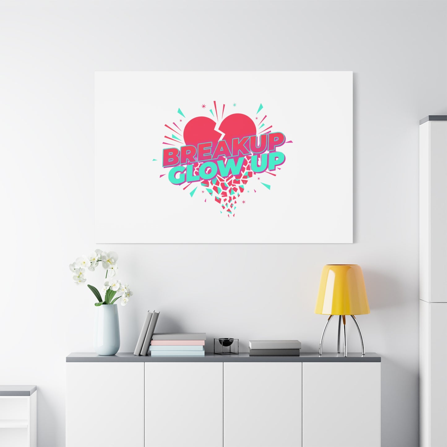 Breakup Glow Up Canvas, Matte Stretched Heart Graphic | self upgrade, single era