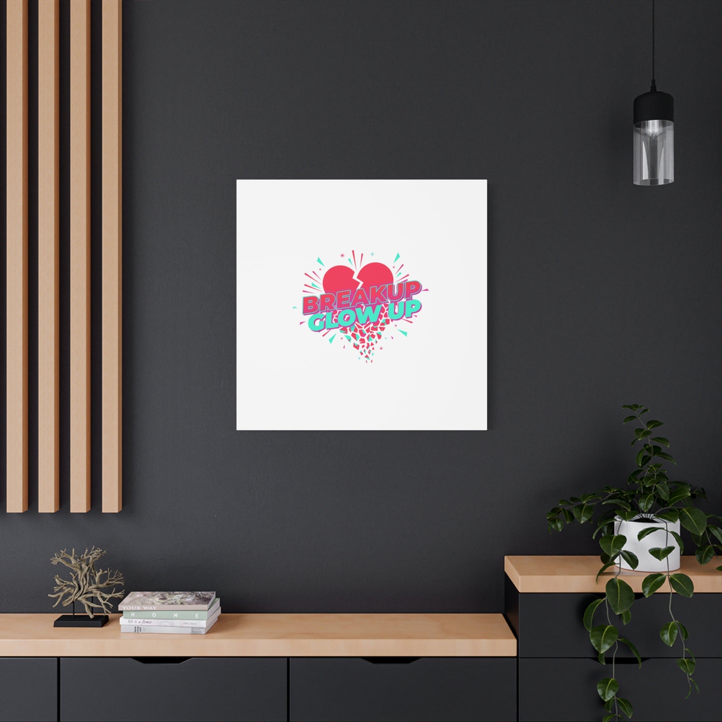 Breakup Glow Up Canvas, Matte Stretched Heart Graphic | self upgrade, single era