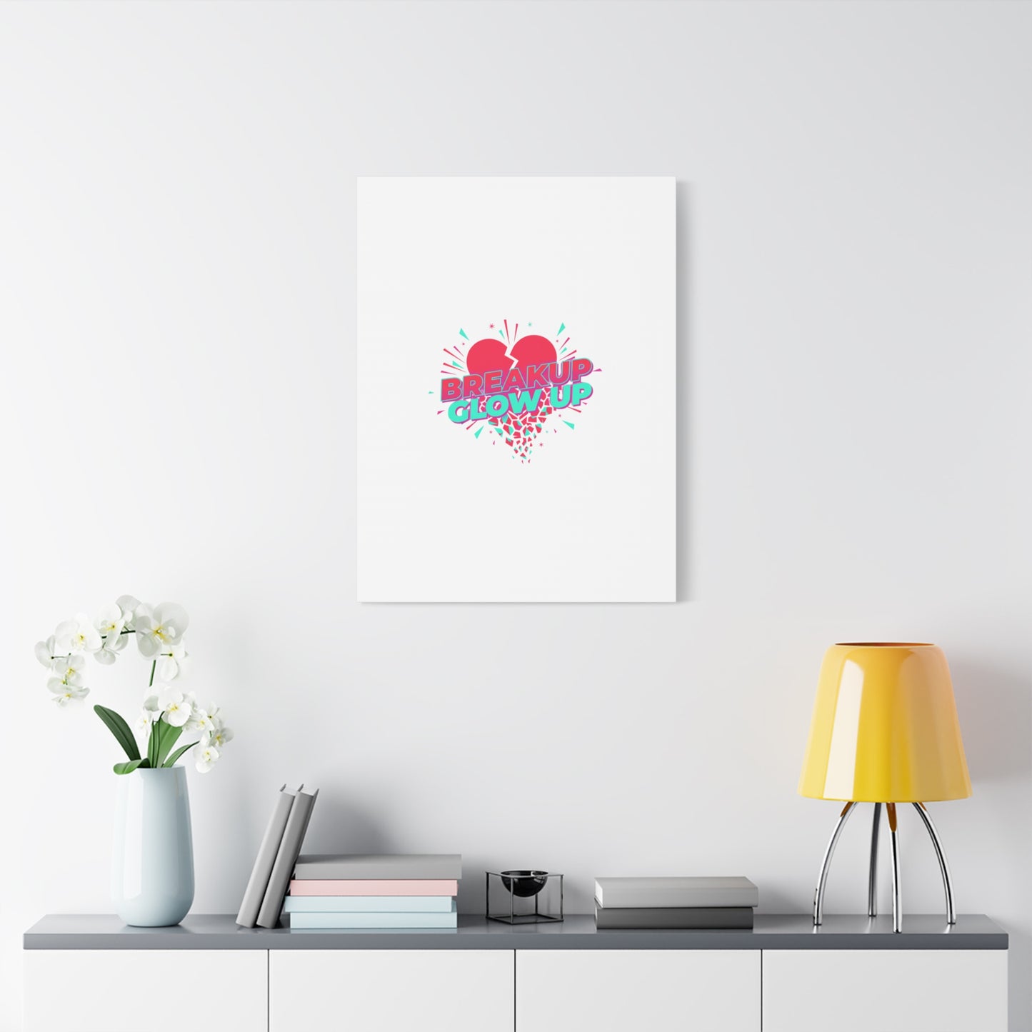 Breakup Glow Up Canvas, Matte Stretched Heart Graphic | self upgrade, single era