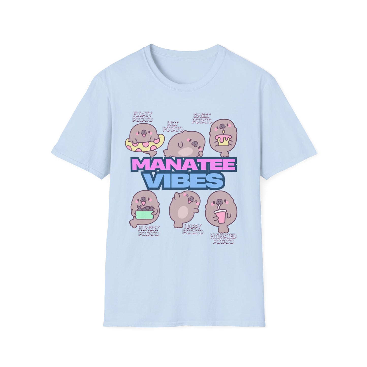 Manatee Vibes T-Shirt — Cute Cartoon Sea Cow Graphic Tee
