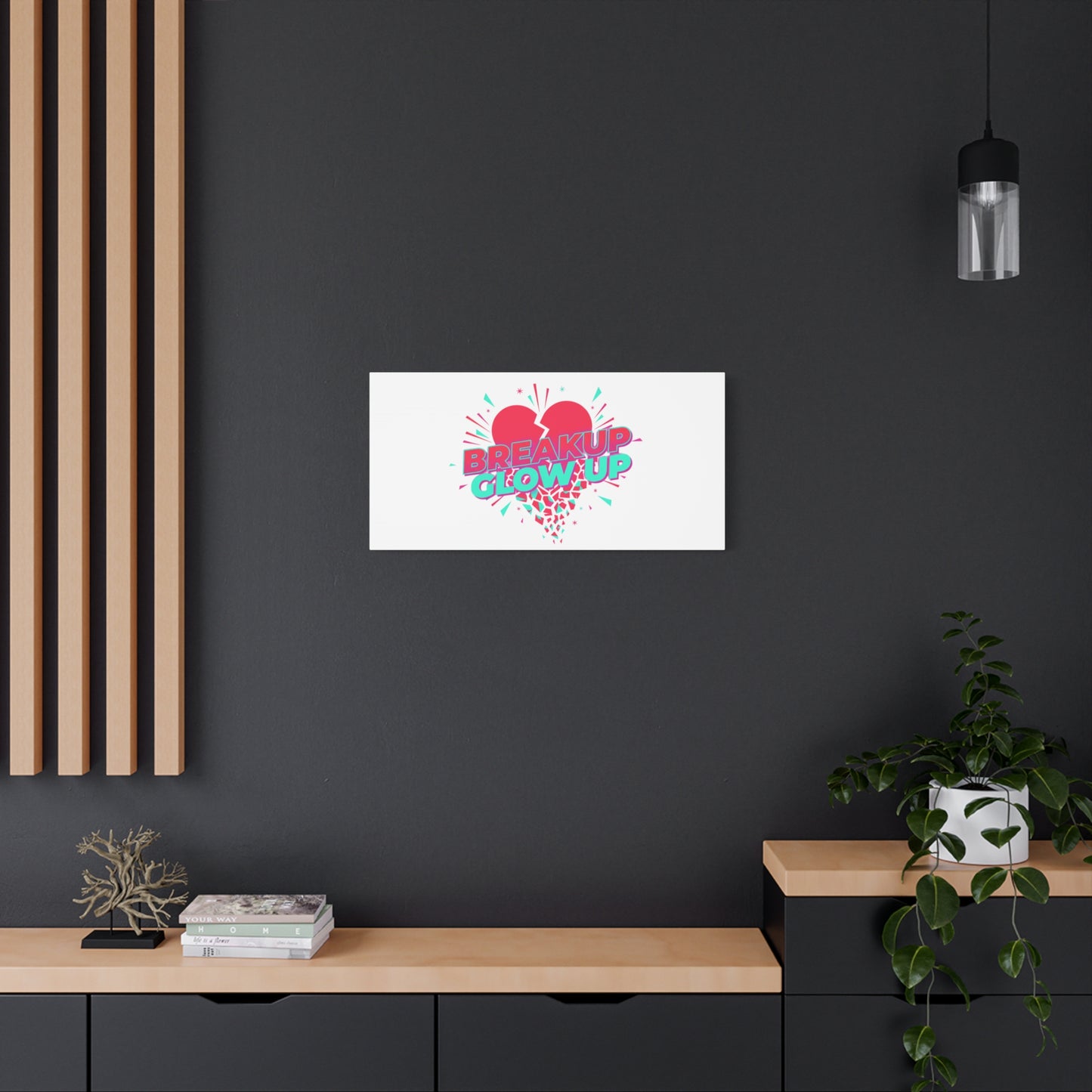 Breakup Glow Up Canvas, Matte Stretched Heart Graphic | self upgrade, single era