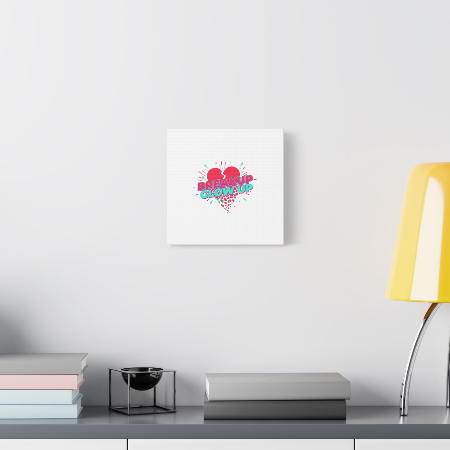 Breakup Glow Up Canvas, Matte Stretched Heart Graphic | self upgrade, single era