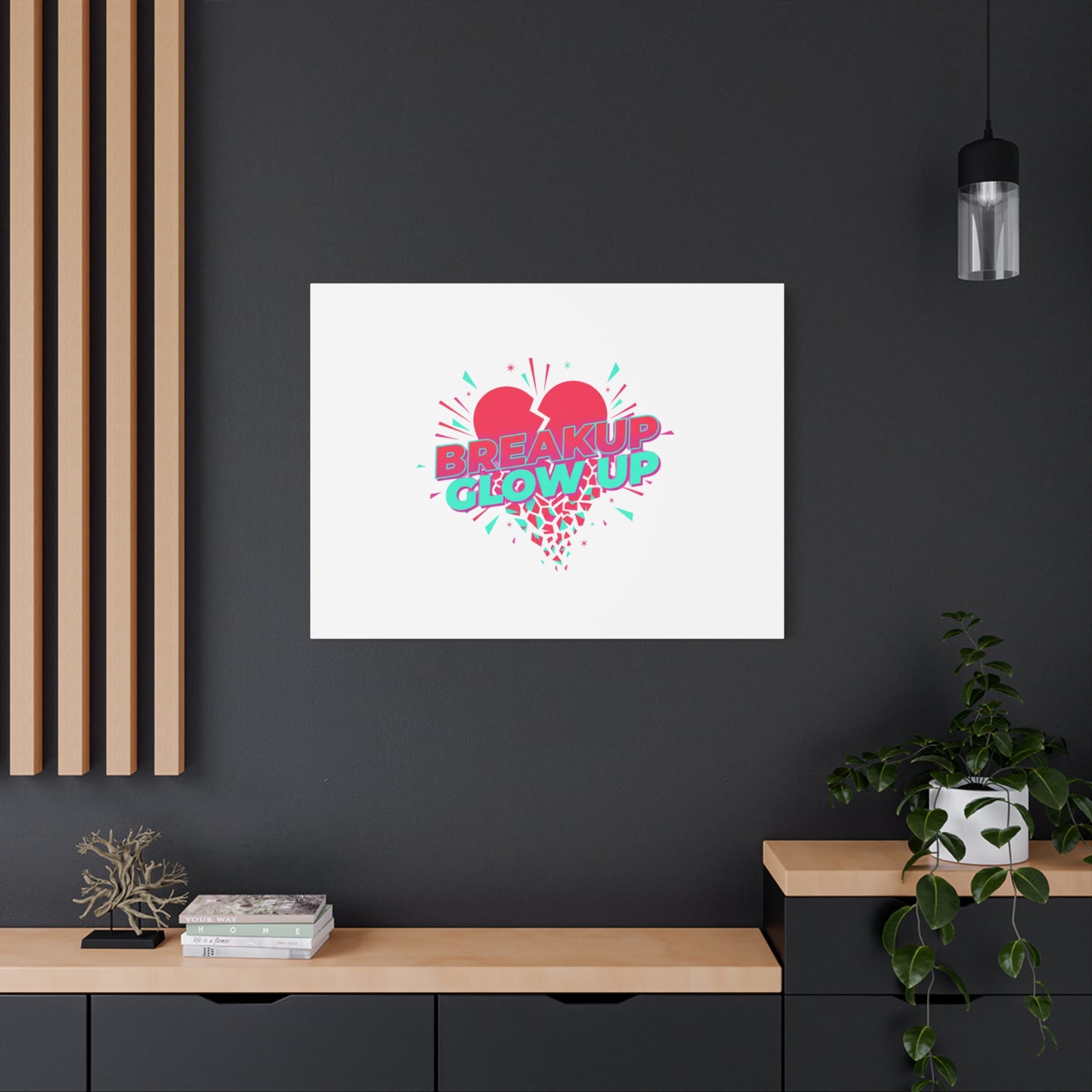 Breakup Glow Up Canvas, Matte Stretched Heart Graphic | self upgrade, single era