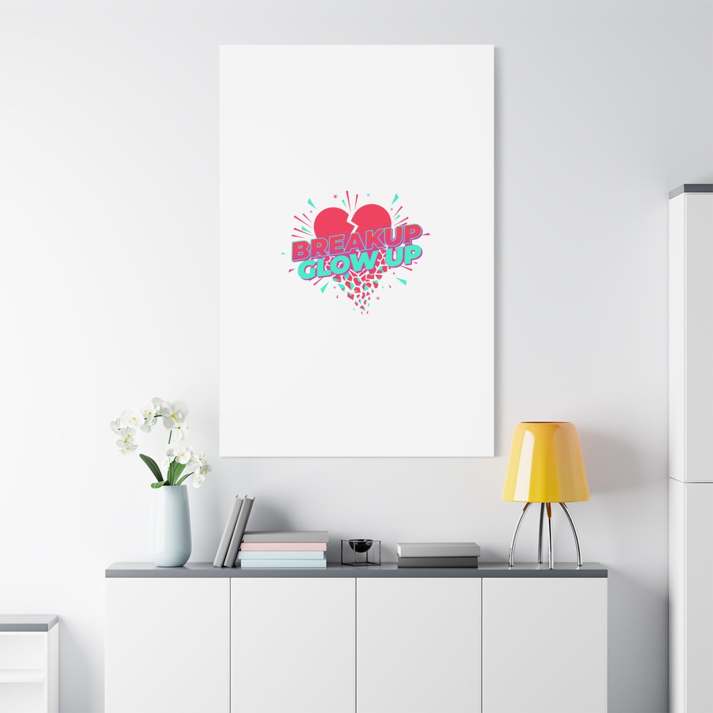 Breakup Glow Up Canvas, Matte Stretched Heart Graphic | self upgrade, single era