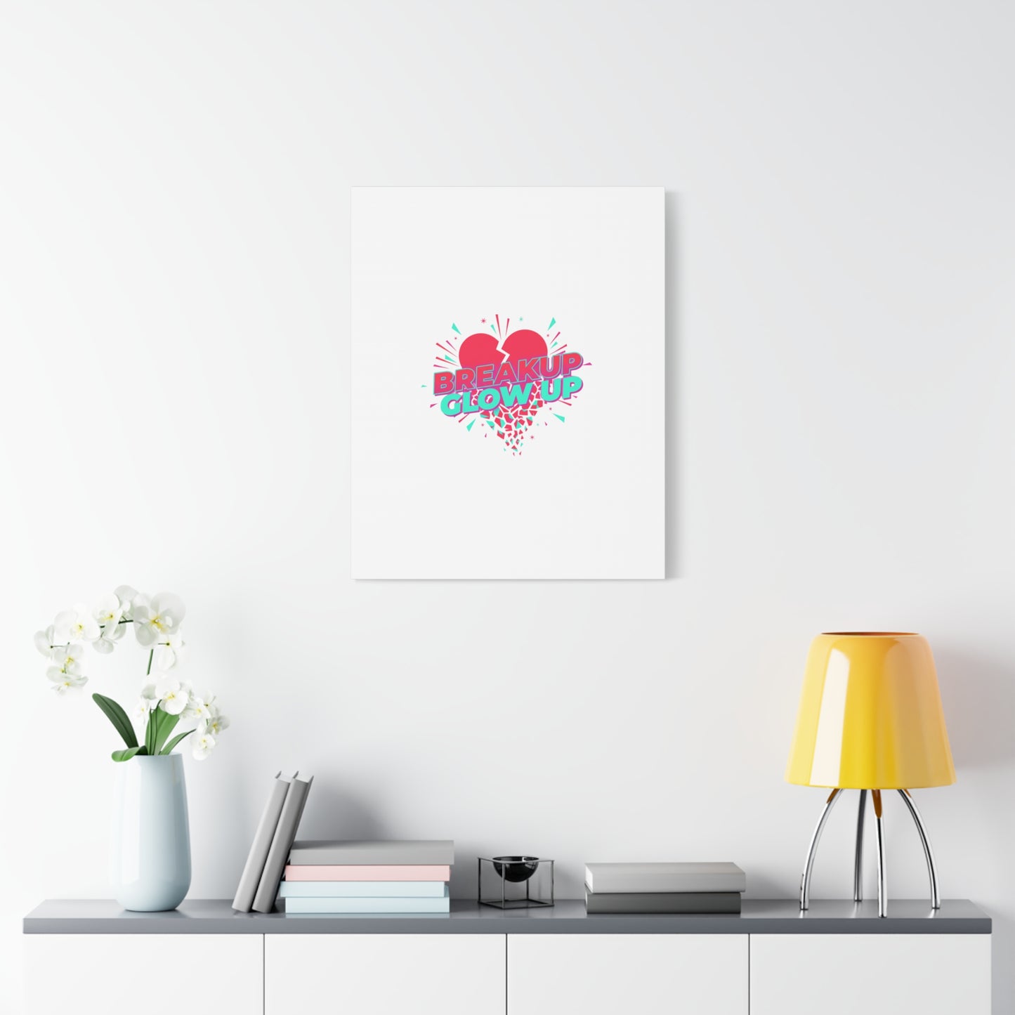 Breakup Glow Up Canvas, Matte Stretched Heart Graphic | self upgrade, single era