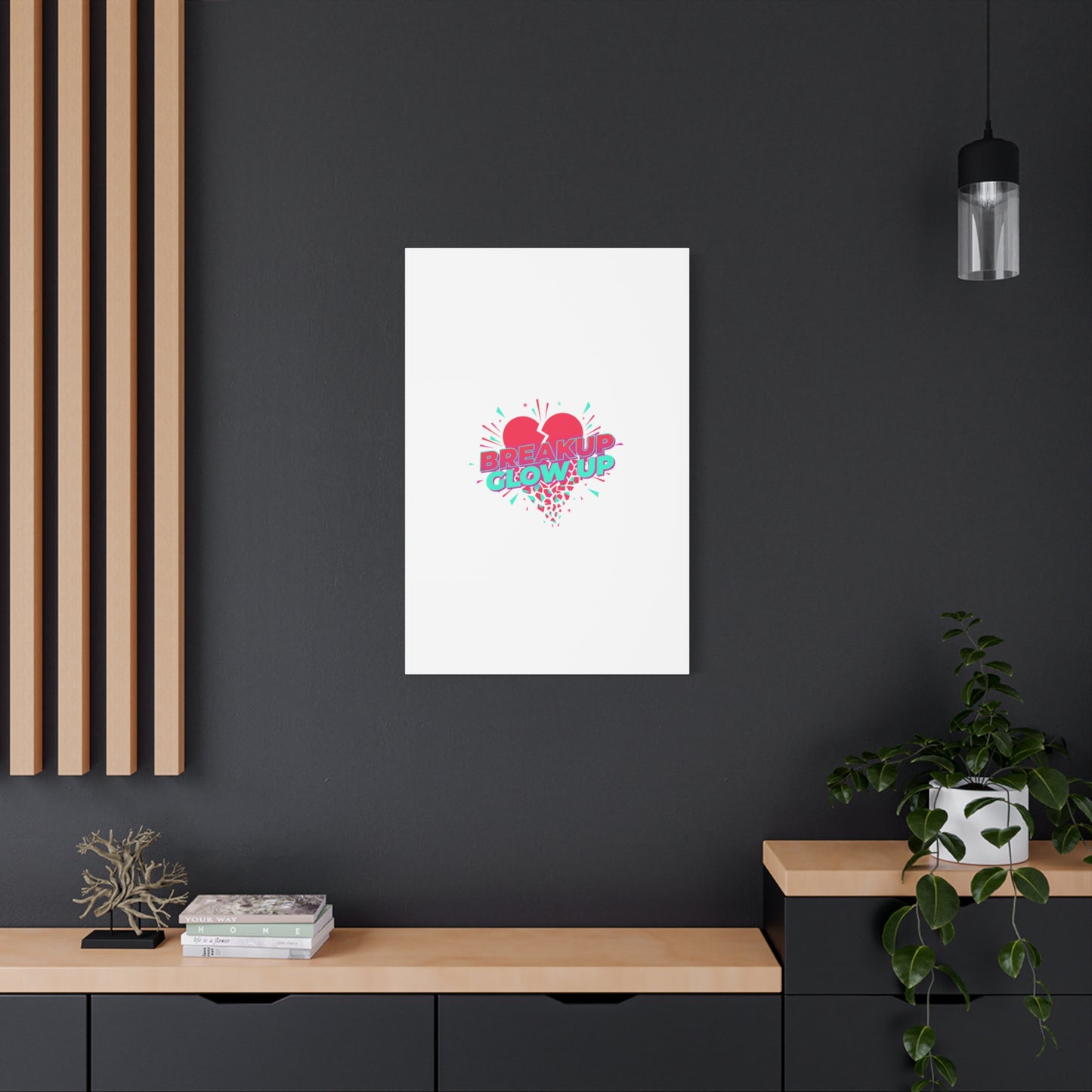 Breakup Glow Up Canvas, Matte Stretched Heart Graphic | self upgrade, single era