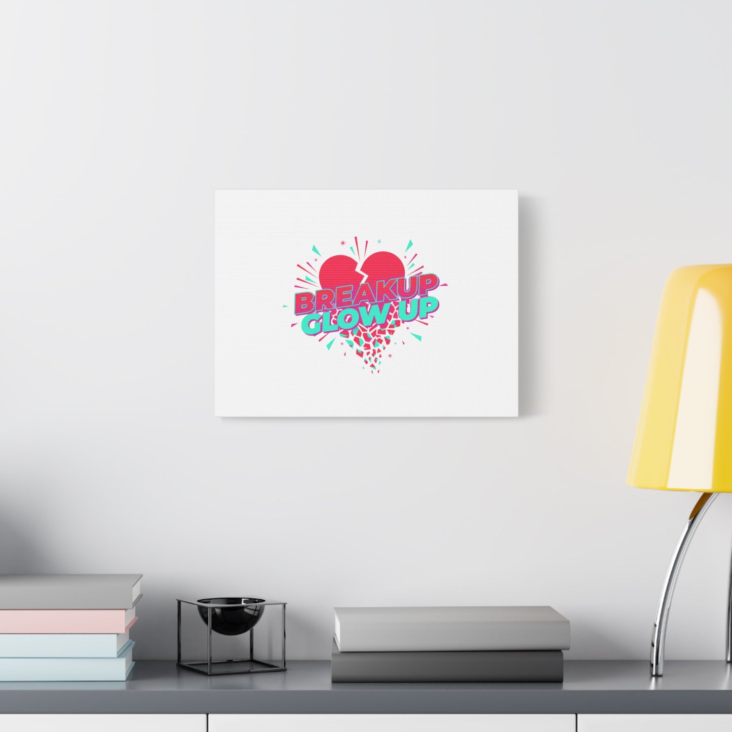 Breakup Glow Up Canvas, Matte Stretched Heart Graphic | self upgrade, single era
