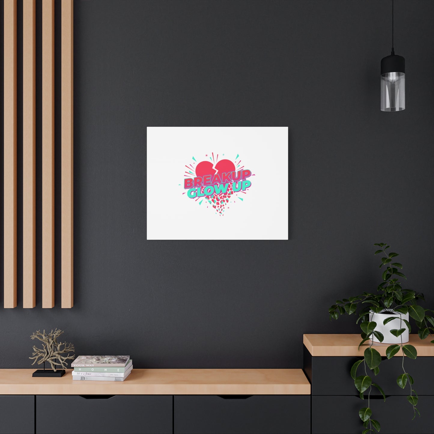 Breakup Glow Up Canvas, Matte Stretched Heart Graphic | self upgrade, single era