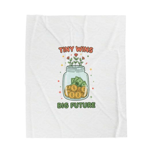 Tiny Wins Big Future Blanket | budget life, small wins, frugal humor