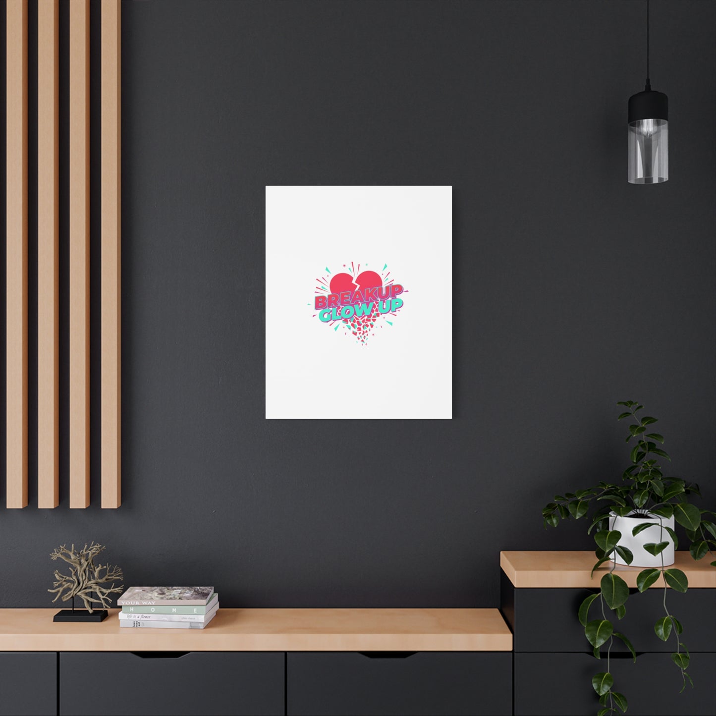 Breakup Glow Up Canvas, Matte Stretched Heart Graphic | self upgrade, single era