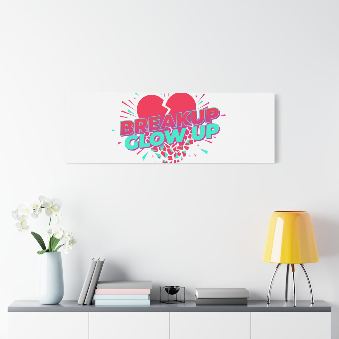 Breakup Glow Up Canvas, Matte Stretched Heart Graphic | self upgrade, single era
