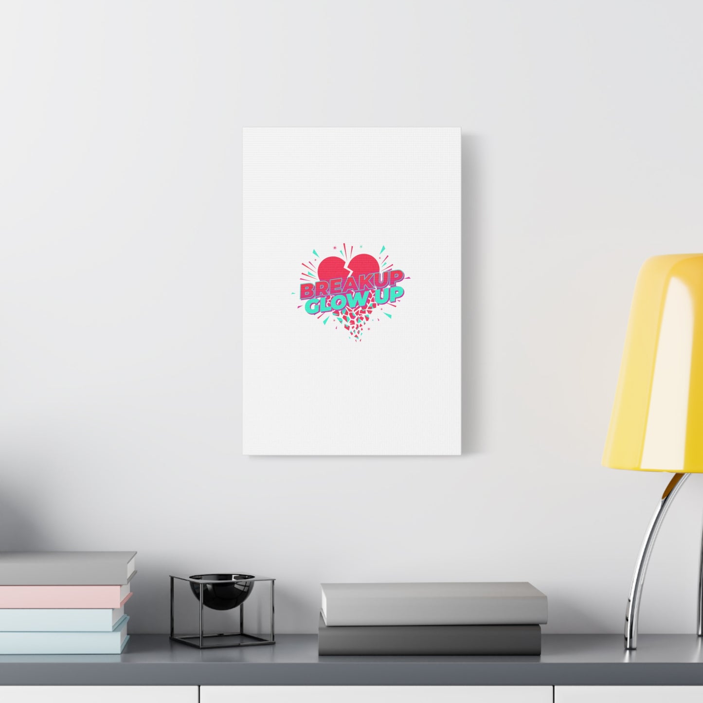 Breakup Glow Up Canvas, Matte Stretched Heart Graphic | self upgrade, single era