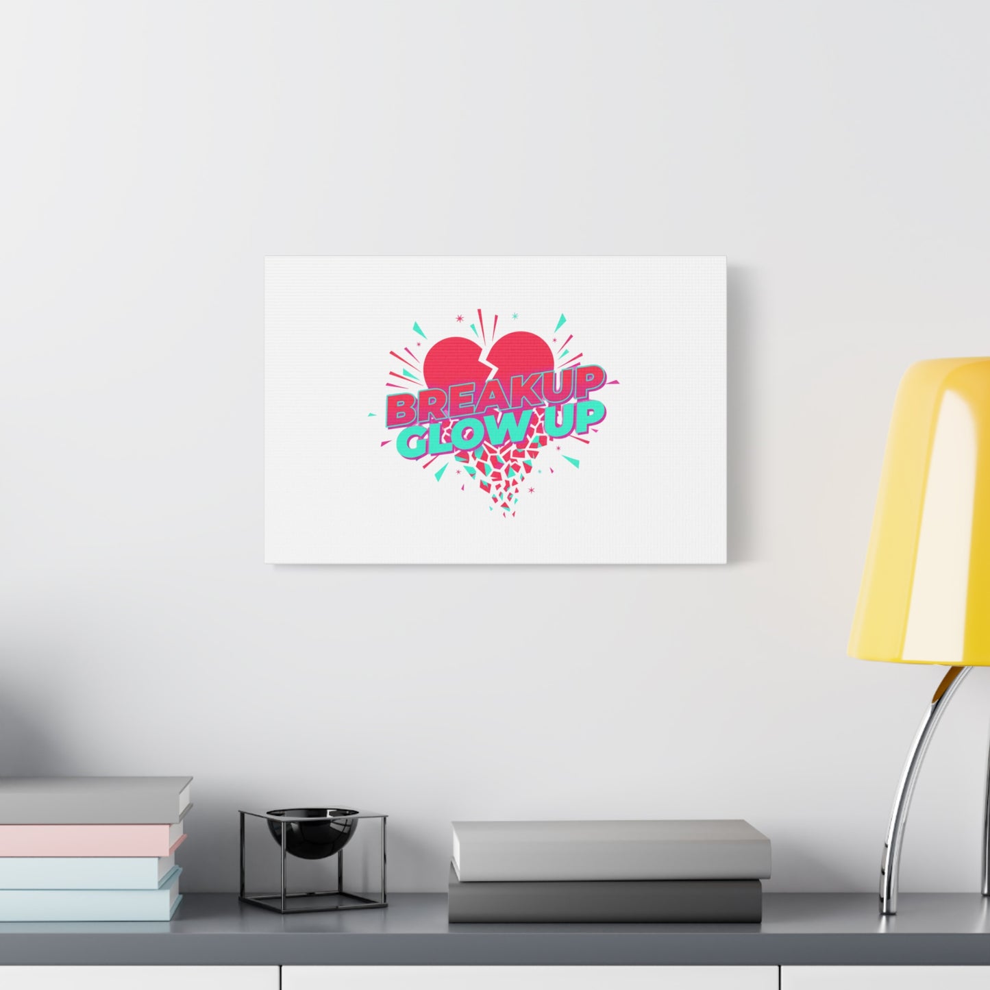 Breakup Glow Up Canvas, Matte Stretched Heart Graphic | self upgrade, single era