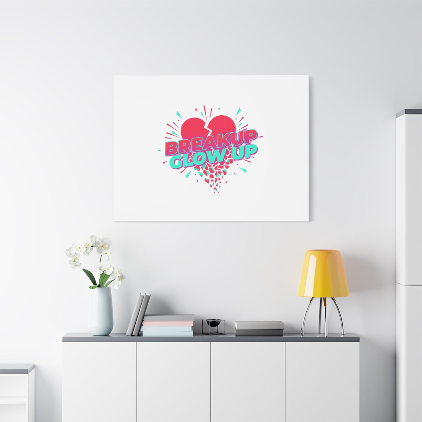 Breakup Glow Up Canvas, Matte Stretched Heart Graphic | self upgrade, single era
