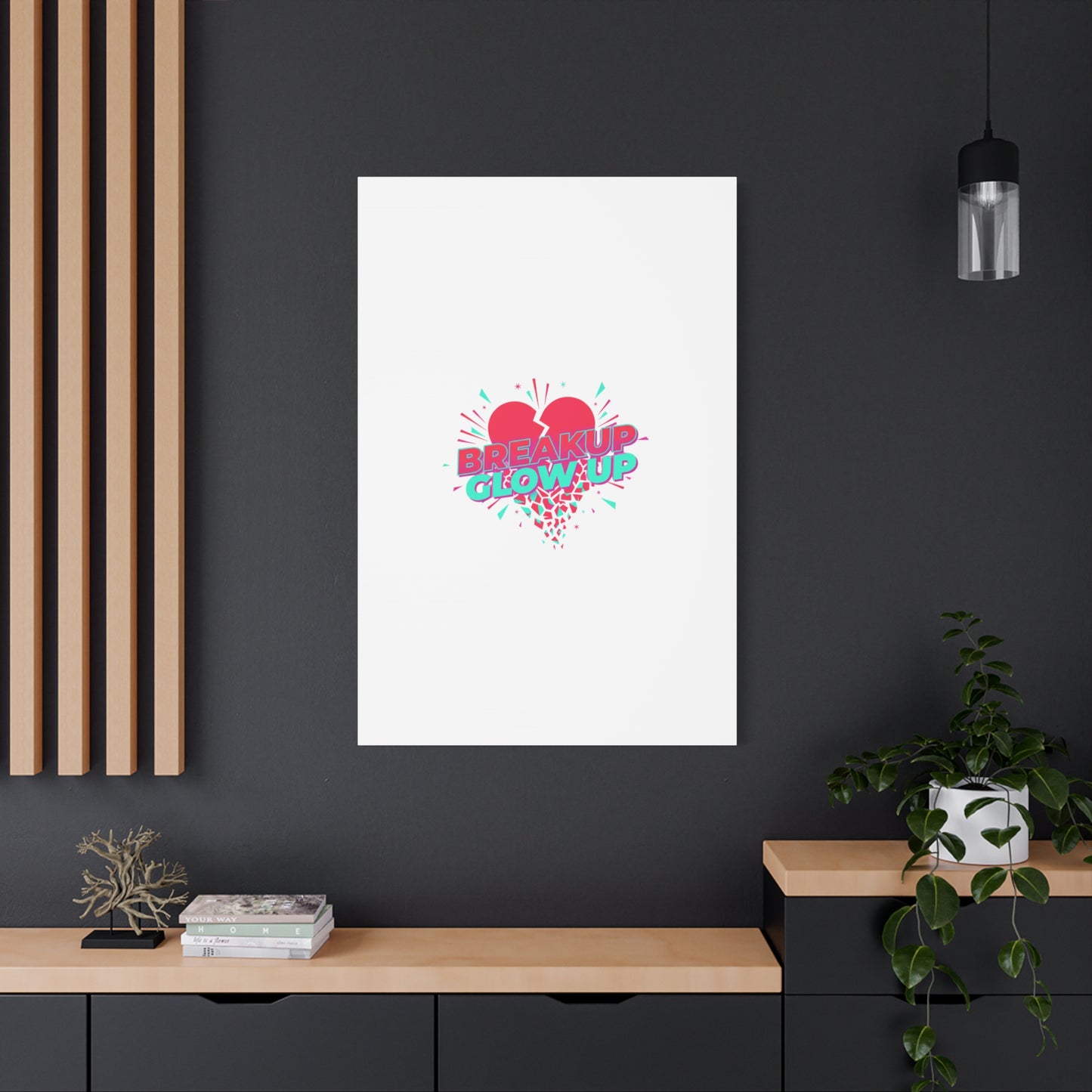 Breakup Glow Up Canvas, Matte Stretched Heart Graphic | self upgrade, single era