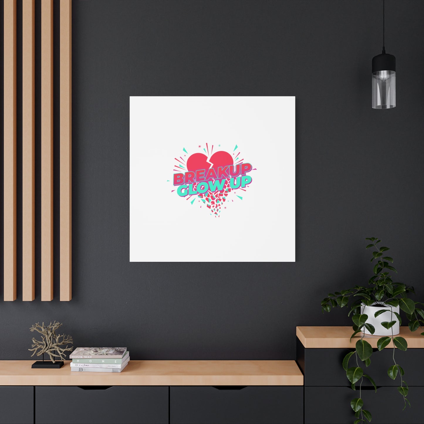 Breakup Glow Up Canvas, Matte Stretched Heart Graphic | self upgrade, single era