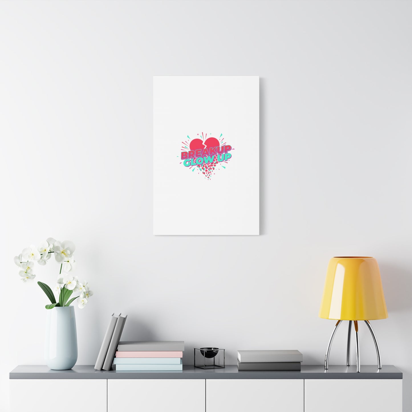 Breakup Glow Up Canvas, Matte Stretched Heart Graphic | self upgrade, single era