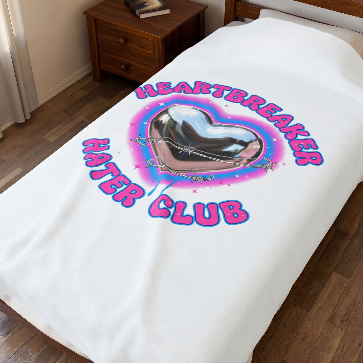 Heartbreaker Hater Club Velveteen Plush Blanket | neon airbrush Y2K