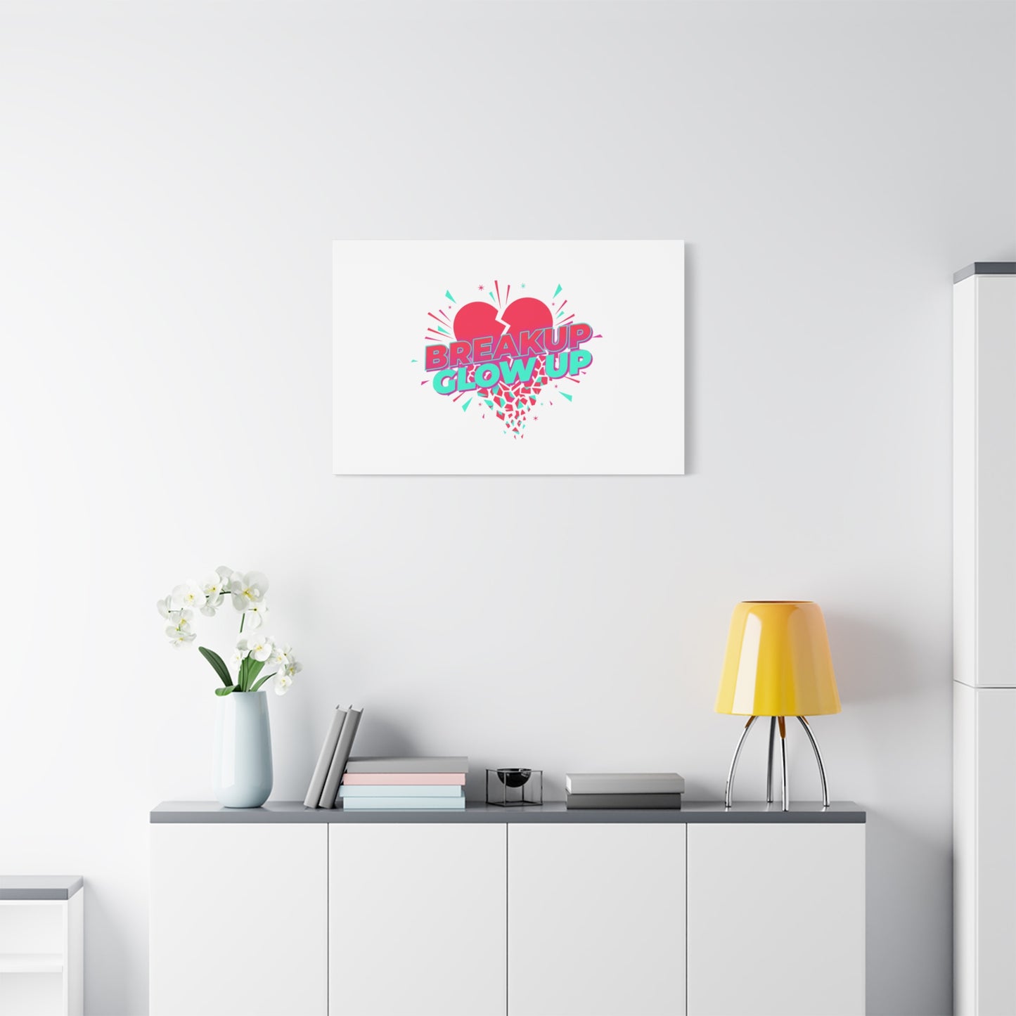 Breakup Glow Up Canvas, Matte Stretched Heart Graphic | self upgrade, single era