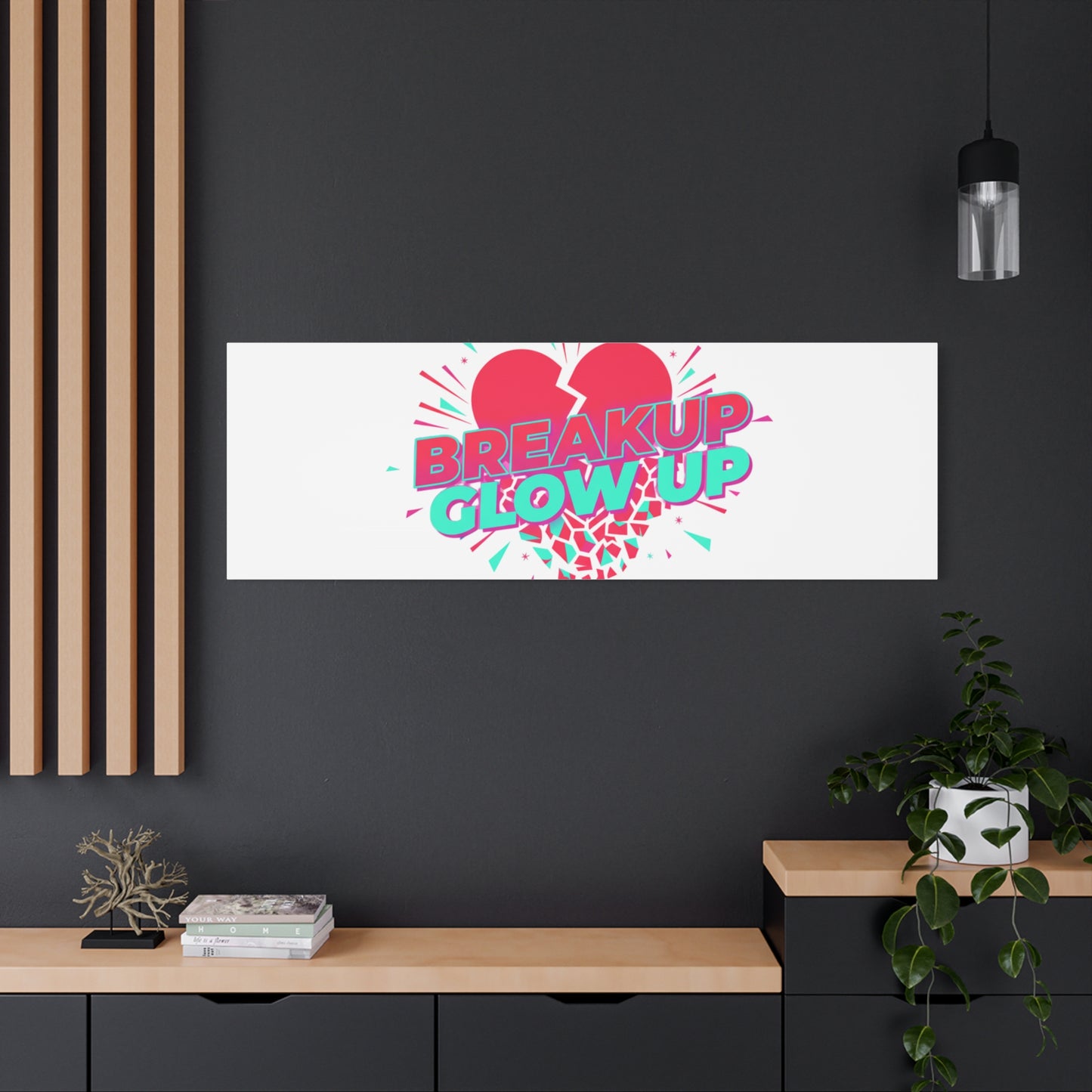 Breakup Glow Up Canvas, Matte Stretched Heart Graphic | self upgrade, single era