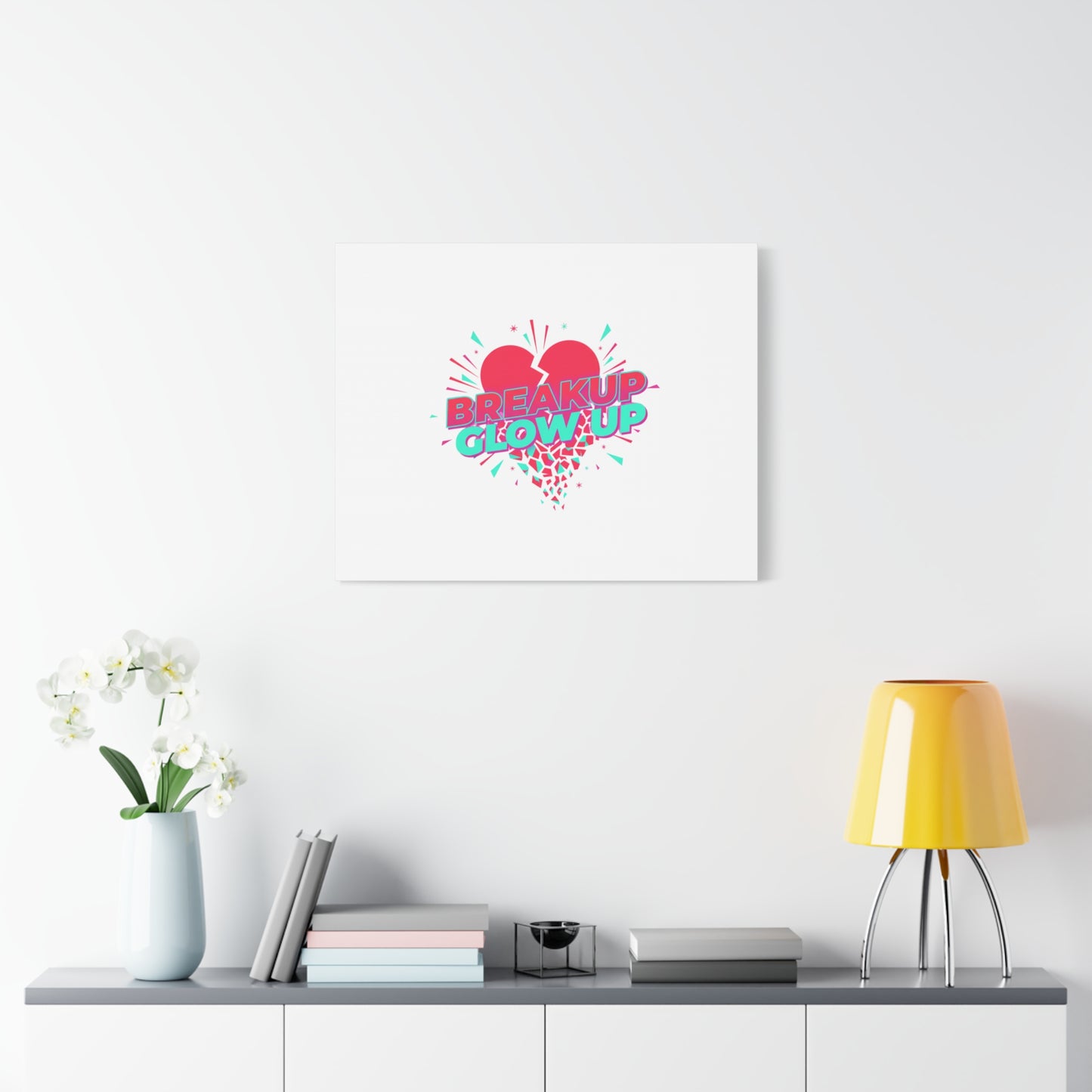 Breakup Glow Up Canvas, Matte Stretched Heart Graphic | self upgrade, single era